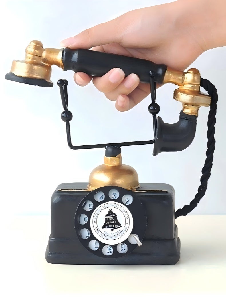 JUNYOUK Elegant Vintage-Style Decorative Telephone – Antique Resin Rotary Phone Replica, Perfect for Home and Bar Décor, Study Room Display, Nostalgic Photography Props, and Unique Gifts for Weddings, Graduations, and Special Occasions - Image 4